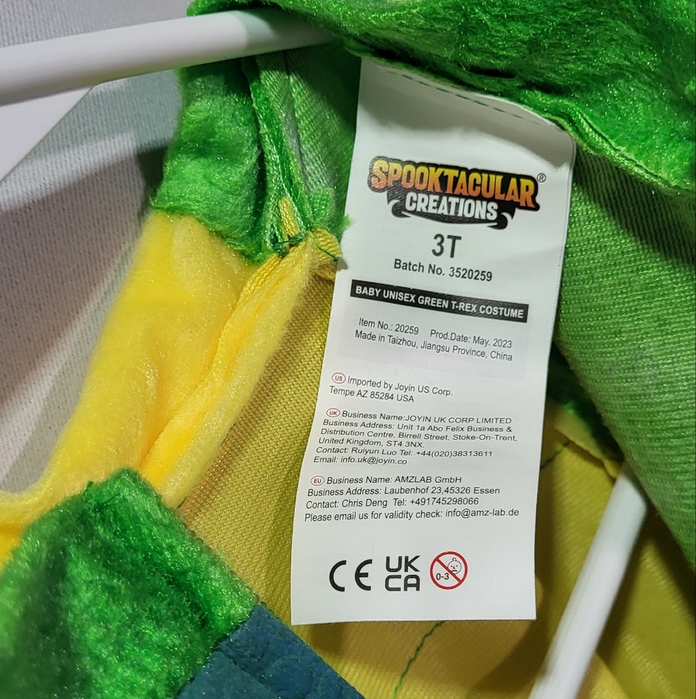 Spooktacular Creations NWOT Unisex Green T-Rex Suit ONLY Costume Size 3T - Picture 3 of 8
